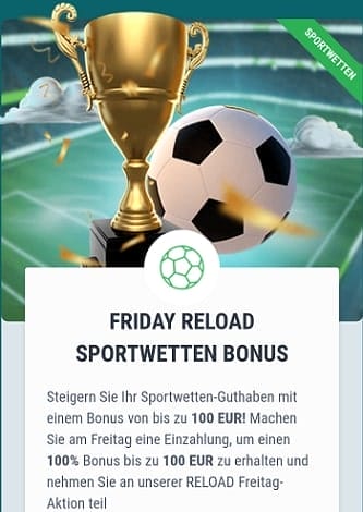 22bet Sportwetten Reload Bonus