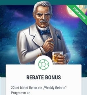 22bet rebate bonus