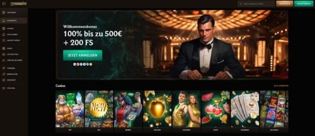 CrownPlay 5 Euro Casino Einzahlungsbonus Webseite