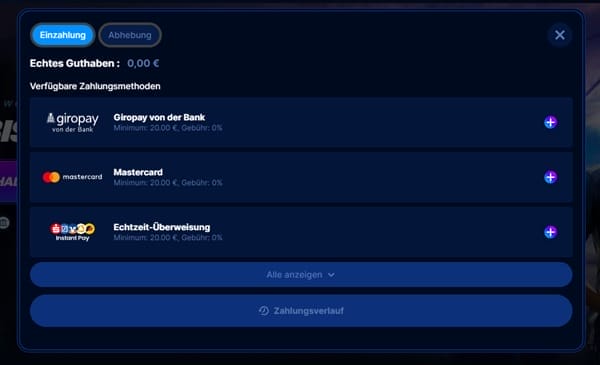 Einzahlung im 1 Euro Casino