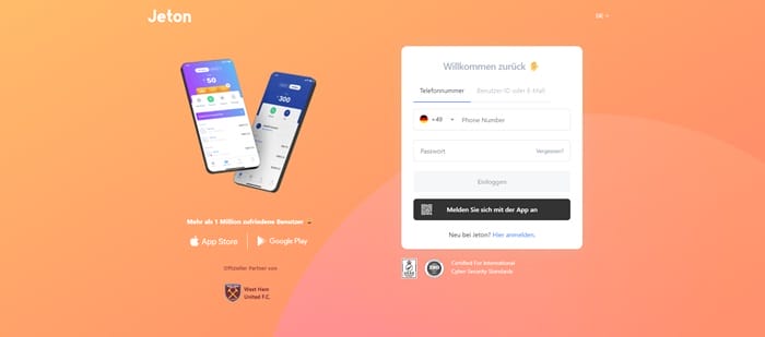 jeton anmeldung