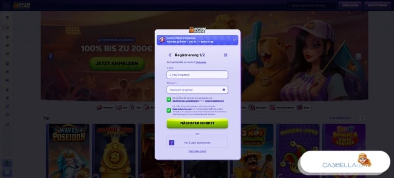 Registrierung im Casino mit 5 Euro Einzahlung