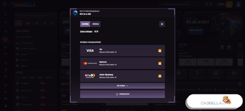Einzahlung beim Wettanbieter ohne Einzahlungslimit