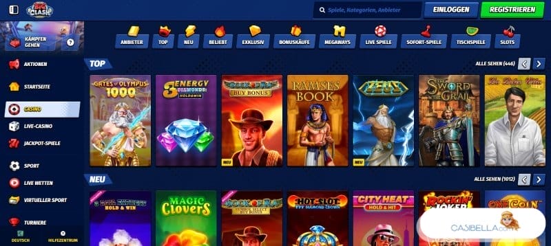 Spielauswahl im Online Casino mit Paysafe ohne OASIS